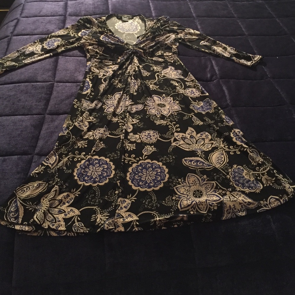Black Blue and White Paisley Nine West Dress